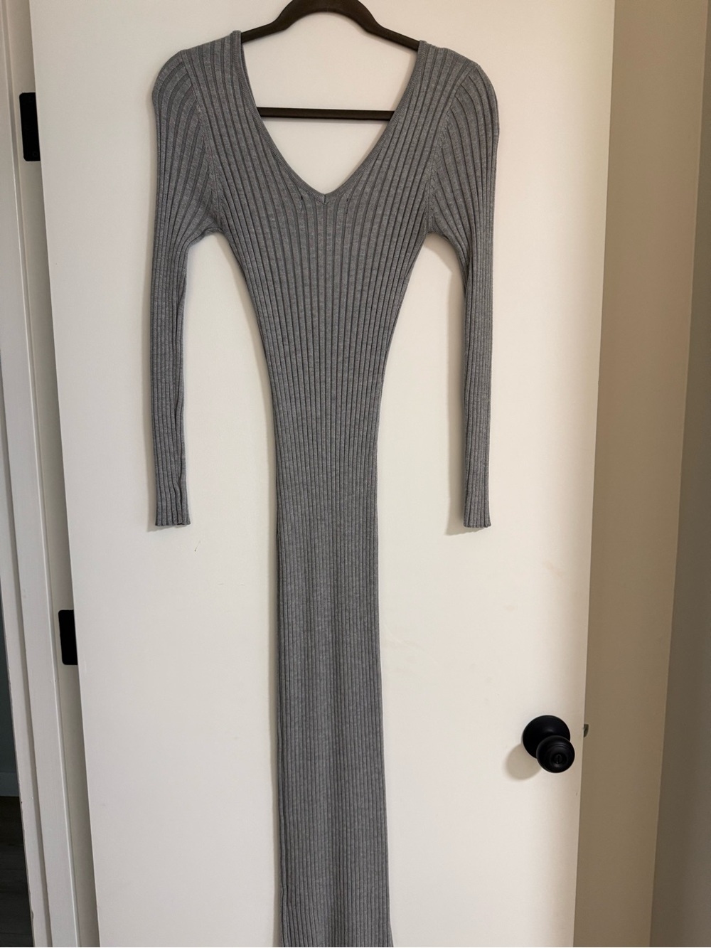 AKIRA Heather Gray Ribbed Knit Long Sleeve Bodycon Midi Dress | Small - Picture 9 of 9